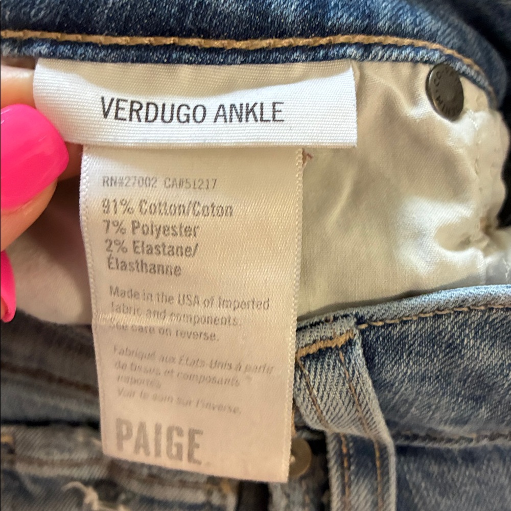 PAIGE Verdugo Ankle Jeans Quiet Luxury W28 - Picture 4 of 7